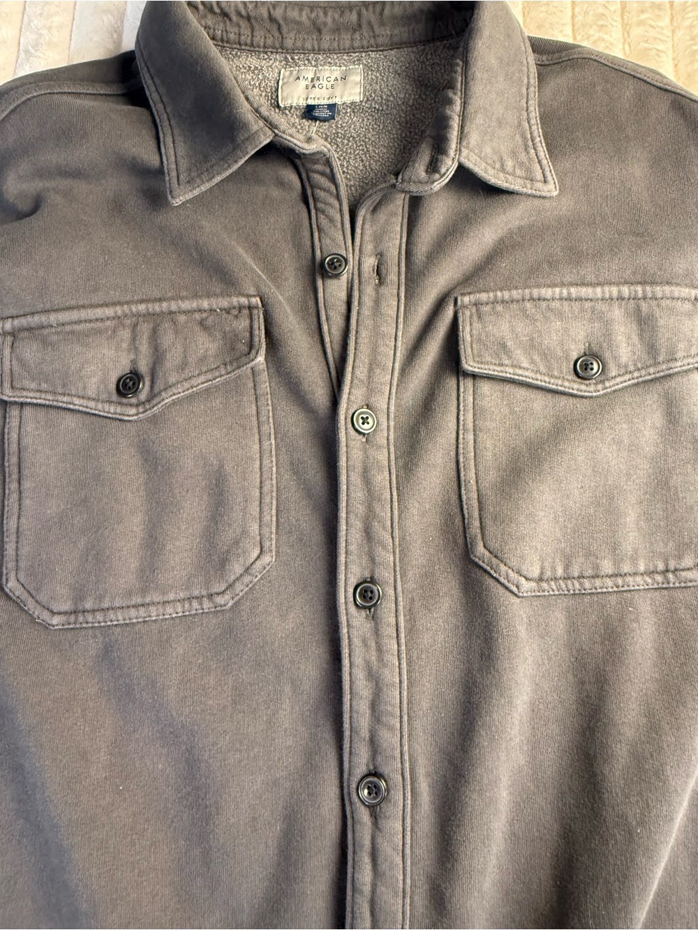 NWT American Eagle Supersoft Gray Fleece Lined Shacket L - Picture 8 of 12